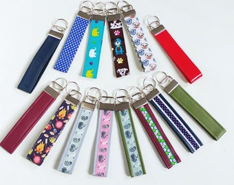 Faux Leather Key Fobs, Fabric Keyrings