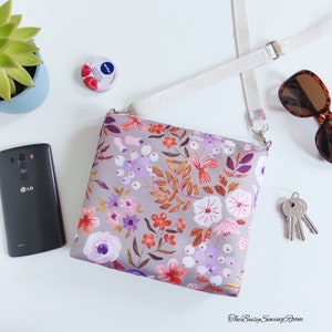 Grey Floral Boxy Crossbody Bag, Evening Bag