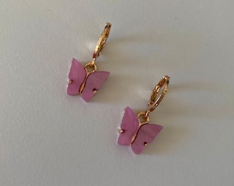 Pink Butterfly Earrings