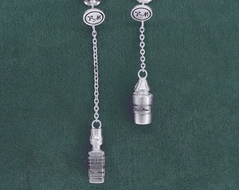 Apothecary bottle earrings, poison vials, sterling silver | Creosote