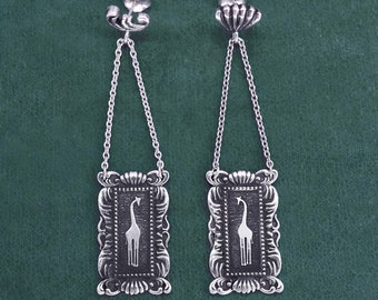 Giraffe earrings, Zaraffa, Museum retro Jewelry, solid 925 silver made in France | Giraffa