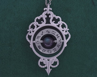 Astrolab or armilla sphere necklace, handmade sterling silver | Armilla
