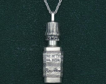 Antic apothecary bottle pendant, poison vial, handcrafted sterling silver | Helichryse