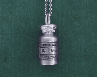 Pendant poison vial, antique bottle, silver 925 handmade in France | Vératrine