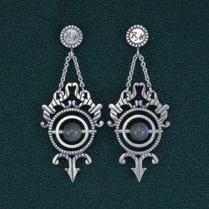 Astrolabe earrings, armillary sphere, sterling silver, handmade in France | Armilla