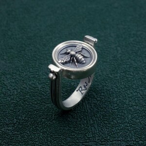 Adujstable ring bee Egypt, rotating head, sterling silver, handmade | Apis