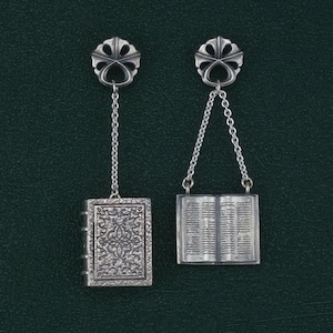 Old book earrings, grimoire inspiration, sterling silver | Codex