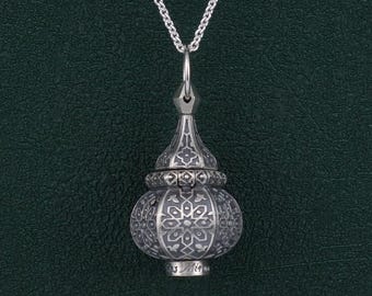 Arabian lantern pendant, oriental Maghrebian jewelry, silver handmade | Carthage