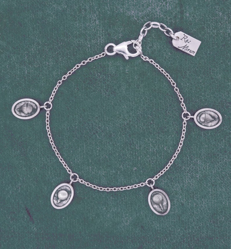 Le Martial sterling silver Fine chain bracelet with tiny hot-air balloons charms