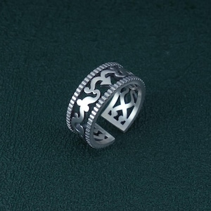 Ring with ornamental astrolabe shapes, steampunk astronomy , 925 silver | Armilla