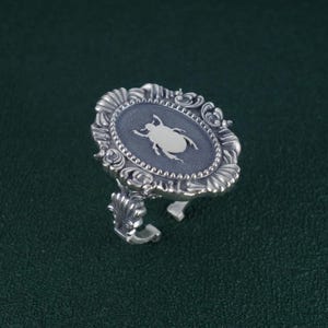 Bague scarabée, bijou style ancien, scarabée noir Égypte, bague rétro, style baroque, bijou de créateur français, argent massif 925