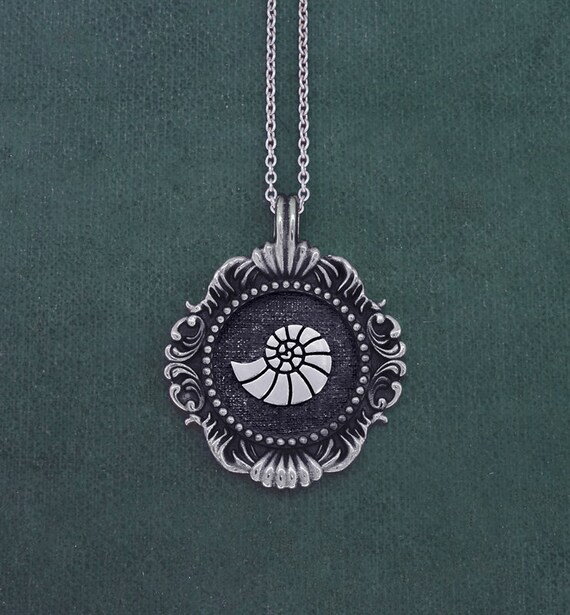 Nautilus Fossil Pendant Castle Ammonite Shell Marine Etsy