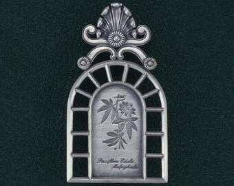 Flowerpassion brooch, botanical & harbarium jewelry, sterling silver | Passifloracee