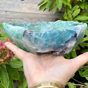 Fluorite Bowl, Green and Blue Decorative Fluorite Bowl,  FLUORITE Dish, Large Rainbow Fluorite,  Dinner Room Essential,  Stone Centerpiece