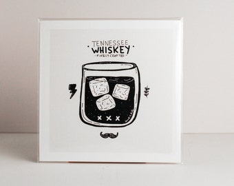 Whiskey 4"x4" Art Print/Illustration/Home Decor/Gift Idea