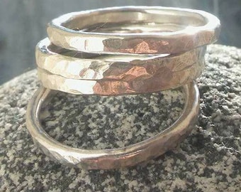 Silver Stacker ring, Silver stacking Ring, Stack ring, Silver ring, Hammered Silver ring, Hammered ring, Bridesmaid gift, Birthday gift.