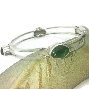 Sea Glass bangle, Sea glass bracelet, Cornish sea glass bangle, Sea Glass jewellery, Luxury silver bangle, Bridesmaid gift, Christmas gift. image 6