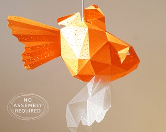 Goldfish Lamp, Nursery lamp, Pendant lampshade, Gifts animal lovers, Origami lampshade, Nursery lamp, Origami lighting