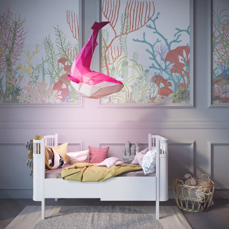 Whale Light Whale Lamp Nursery Lamp Origami Lamp Geometric Etsy