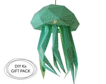 Jellyfish 3Dpapercraft, Paper Lamp Shade, Hanging Lampshades, Livingroom Decor, Kids Room Nightlight, Geometric lamp, Natural Lamps