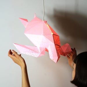 Sea Turtle Paper Lantern, Origami Lampshade, Natural Lamps, Paper Lamp Shade, Geometric lamp, Modern Pendant Light, Design Hanging Lamp image 3