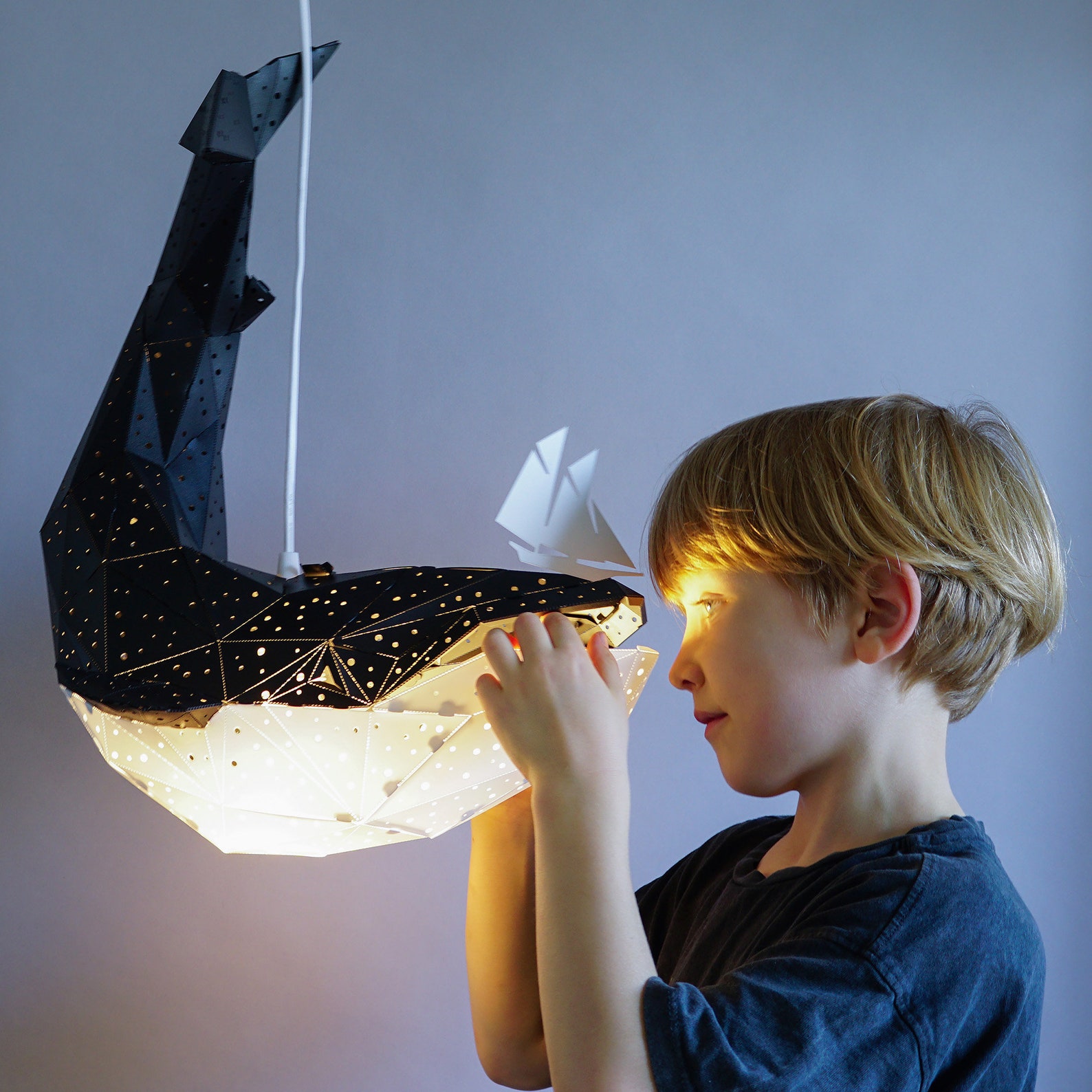 Baby Whale Light, Whale Lamp, Nursery Lamp, Origami Lamp, Geometric ...