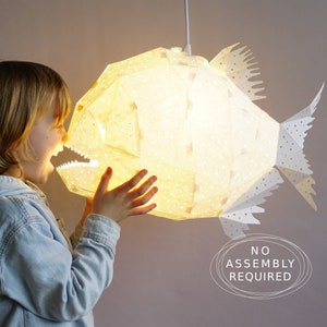 Glowfish lamp, Nursery Lamp, Kids' room, Origami light, Gifts animal lovers, Origami lamp, Fish lampshade, Geometric lamp, Ceiling lamp