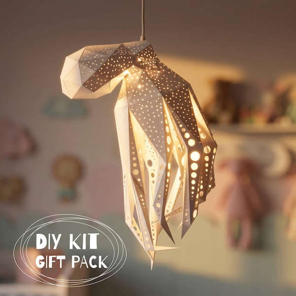 Bubble Octopus Lamp | DIY Night Light Papercraft Kit | Pinpoint Dot Paper Lantern | Nursery Bedroom Decor