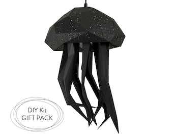 Jellyfish DIY gift kit, 3dpapercraft, Low poly animal, Geometric lamp, Paper Lamp, Papercraft Templates, Geometric Lighting, Paper Lanterns