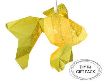 Fish DIY Papercraft Kit, Origami Lantern, Under The Sea, Kids Room Nightlight, DIY Lamp, Nursery Lampshade, Paper Lamp, Night Light For Kids