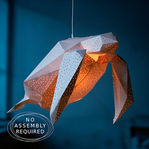 Sea Turtle Origami Lamp | Handmade Paper Pendant Light | Nursery & Kids Room Lighting | Modern Ocean Decor