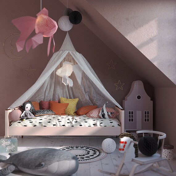 Fish Kids Room Lamp Designer Lighting Diy Pendant Light Livingroom Decor Led Nightlight Natural Lampshade White Bedroom Lamps