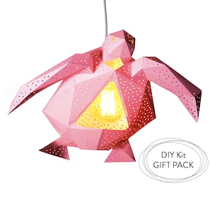 Paper Lantern - Sea Turtle Origami Lampshade, Natural Design Hanging Light, Geometric Modern Pendant Lamps, Unique Home Decor
