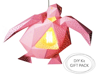 Sea Turtle Paper Lantern, Origami Lampshade, Natural Lamps, Paper Lamp Shade, Geometric lamp, Modern Pendant Light, Design Hanging Lamp