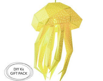 Jellyfish Geometric Lamp, Led Nightlight, Kids Room Nightlight, Origami Lampshade, Hanging Lampshades, Kitchen Accent Lamps