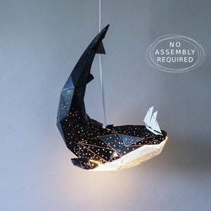 Baby Whale light, Whale Lamp, Nursery lamp, Origami lamp, Geometric lampshade, Design hanging lamp, Pendant lampshade, Origami lighting