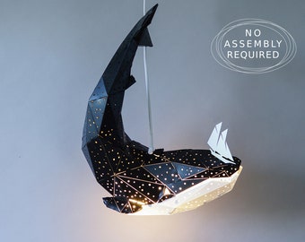 Baby Whale light, Whale Lamp, Nursery lamp, Origami lamp, Geometric lampshade, Design hanging lamp, Pendant lampshade, Origami lighting