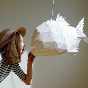 Glowfish lamp, Nursery Lamp, Kids' room, Origami light, Gifts animal lovers, Origami lamp, Fish lampshade, Geometric lamp, Ceiling lamp image 5