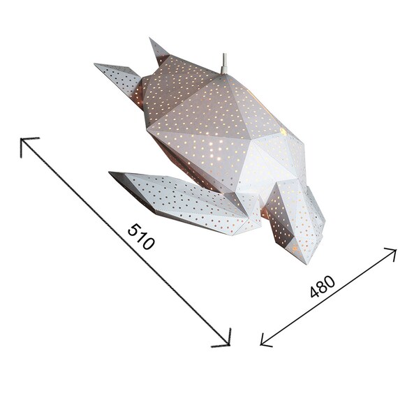 Sea Turtle Geometric Lamp Origami Lampshade Paper Lantern Modern Pendant Light Natural Lamps Paper Lamp Shade Design Hanging Lamp
