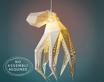 Geometric Lamp: Unique Origami Lampshade Design, Octopus-Inspired Lighting, Trendy Home Décor Accent Light