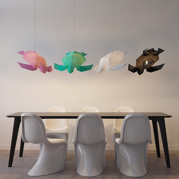 Sea Turtle Geometric Lamp Origami Lampshade Paper Lantern Modern Pendant Light Natural Lamps Shade Design Hanging