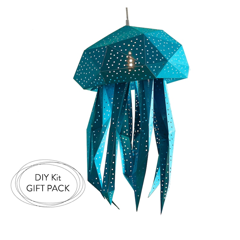 Jellyfish DIY gift kit, DIY paper sculpture, 3d paper sculpture, Low poly animal, 3d model papercraft, 3dpapercraft, Low poly papercraft image 1