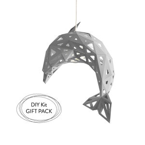 Dolphin DIY gift kit, 3d paper sculpture, Low poly animal, Paper lampshade, 3dpapercraft, DIY paper sculpture, Origami lamp,