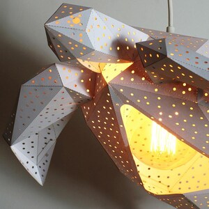 Sea Turtle Paper Lantern, Geometric lamp, Modern Pendant Light, Origami Lampshade, Natural Lamps, Paper Lamp Shade, Design Hanging Lamp image 6