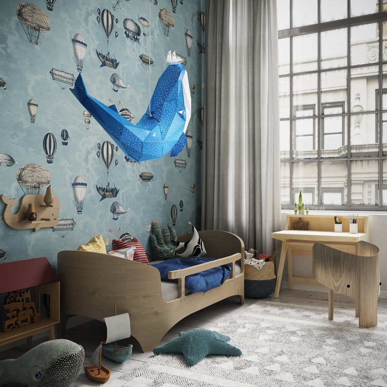 Whale Light Whale Lamp Nursery Lamp Origami Lamp Geometric Etsy