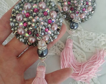 Gray, light pink and pearls burlesque pasties nipple tassels nipple covers jewelry: "Mon Chérie!"
