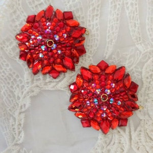 Diamond Star Ruby Red Rock Star Absolut Red nipple tassels, 3 in 1 burlesque pasties, nipple covers by D. Lovely Pasties Design. image 5