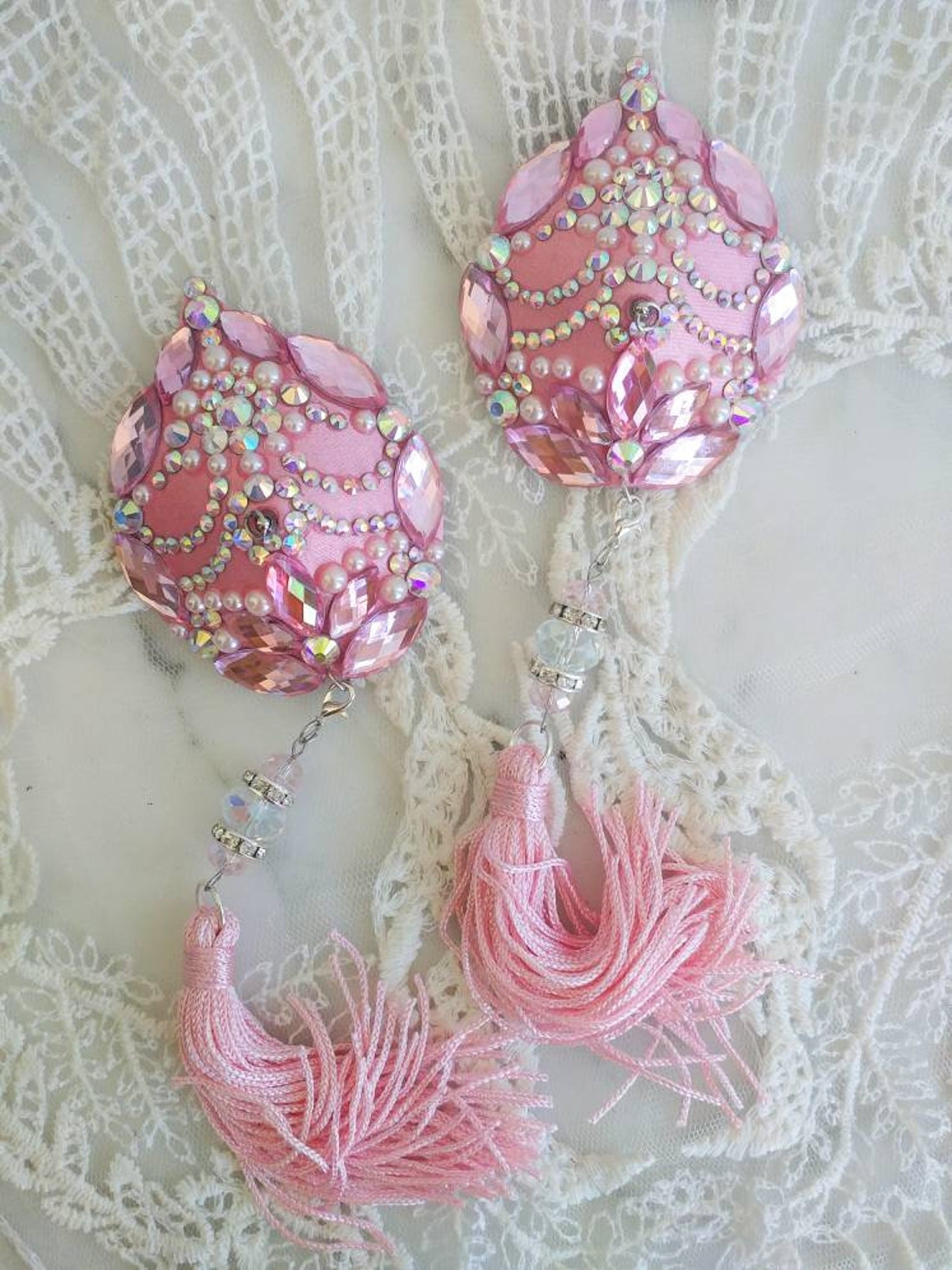 The Pink Queen Burlesque Pasties Nipple Tassels Nippies By D Lovely 