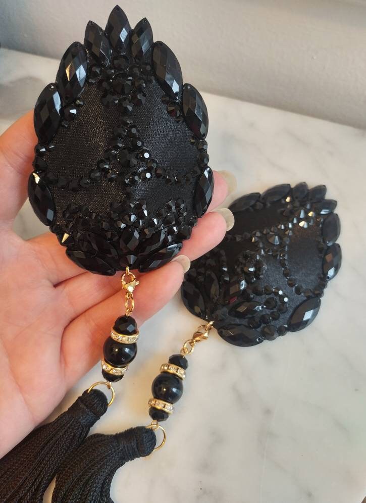 Black Lace Teardrop Dangle Tassels Burlesque Pasties Nipple | Etsy Canada