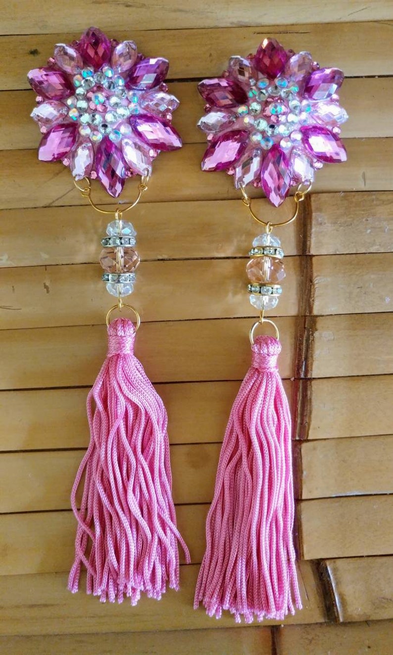 Pink and Crystal AB Dangle Drop Crystal Rhinestones Earrings - Etsy Canada